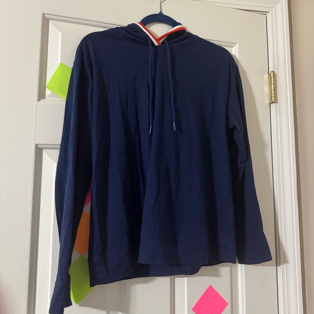 Women’s Navy Blue & Orange Hooded Shirt